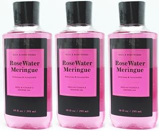 3 ROSE WATER MERINGUE Shower Gel Wash Shea Vitamin E bath body 10 oz
