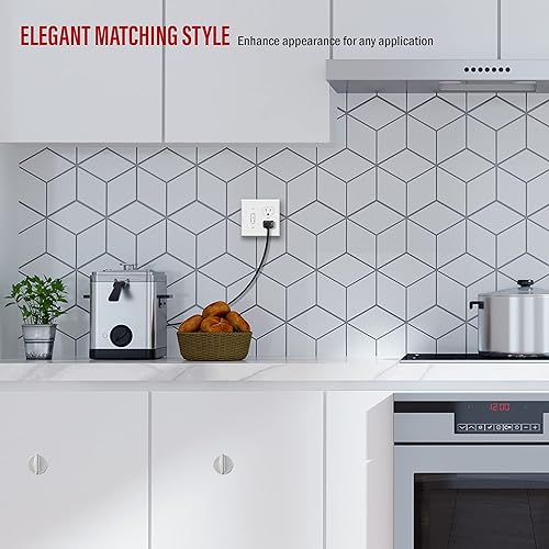 Miniatura 7 de Enerlites placas para combinación de apagador de pared, tamaño estándar, de policarbonato irrompible, color blanco, Blanco, 1