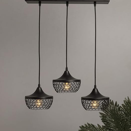 Homesake 40W 3-Lights Linear Cluster Chandelier Hanging Goblet Pendant Light (Black)(Metal)