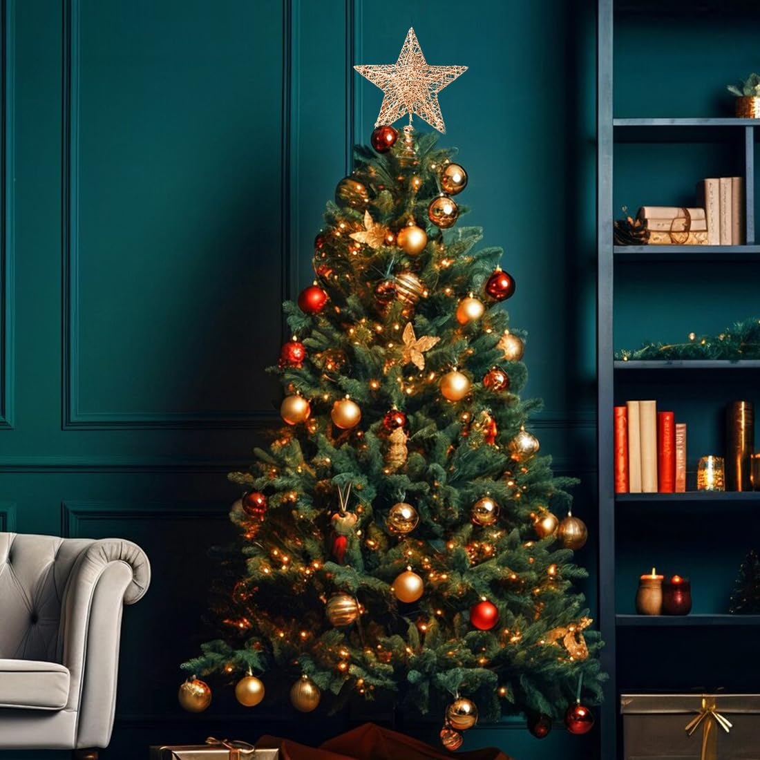 VEYLIN Weihnachtsbaumspitze Aus Roségold – Eleganter Stern Als Baumtopper