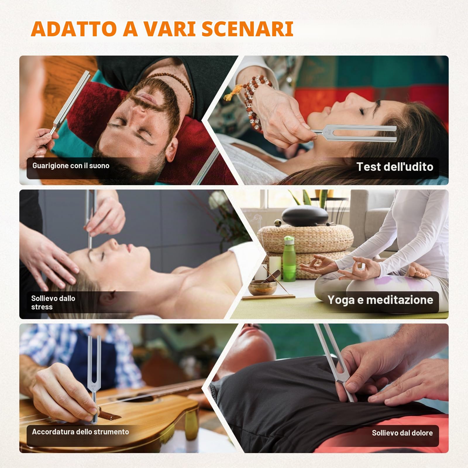 Diapason per la Guarigione 128 Hz, 256 Hz, 512 Hz, 3 Diapason per Chakra con Cuscinetti in Cristallo, Mazzuolo e Attivatore per Meditazione, Terapia del Suono e Armonizzazione del Biocampo