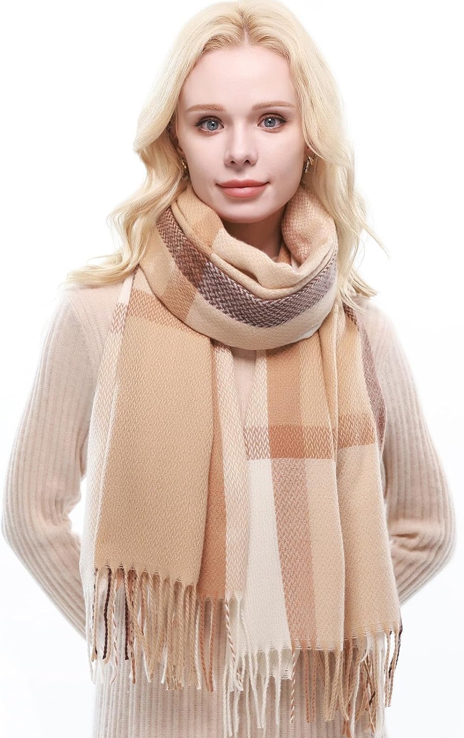 RIIQIICHY Plaid Scarf for Women Fall Winter Pashmina Scarves Wraps for Cold Weather Warm Large