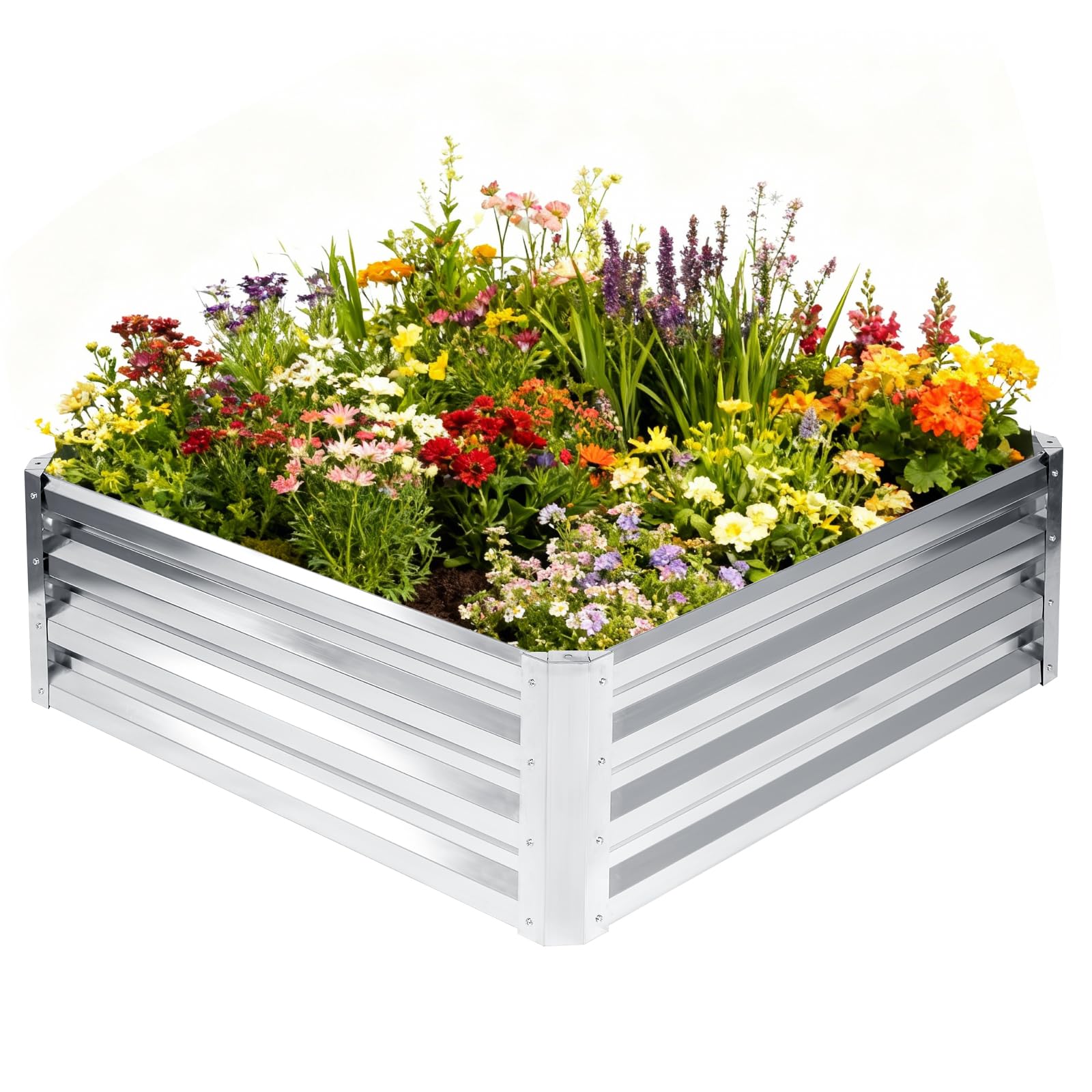 Victoam 90x90x30cm Planters Outdoor, Raised Beds for Garden (Square Silver)