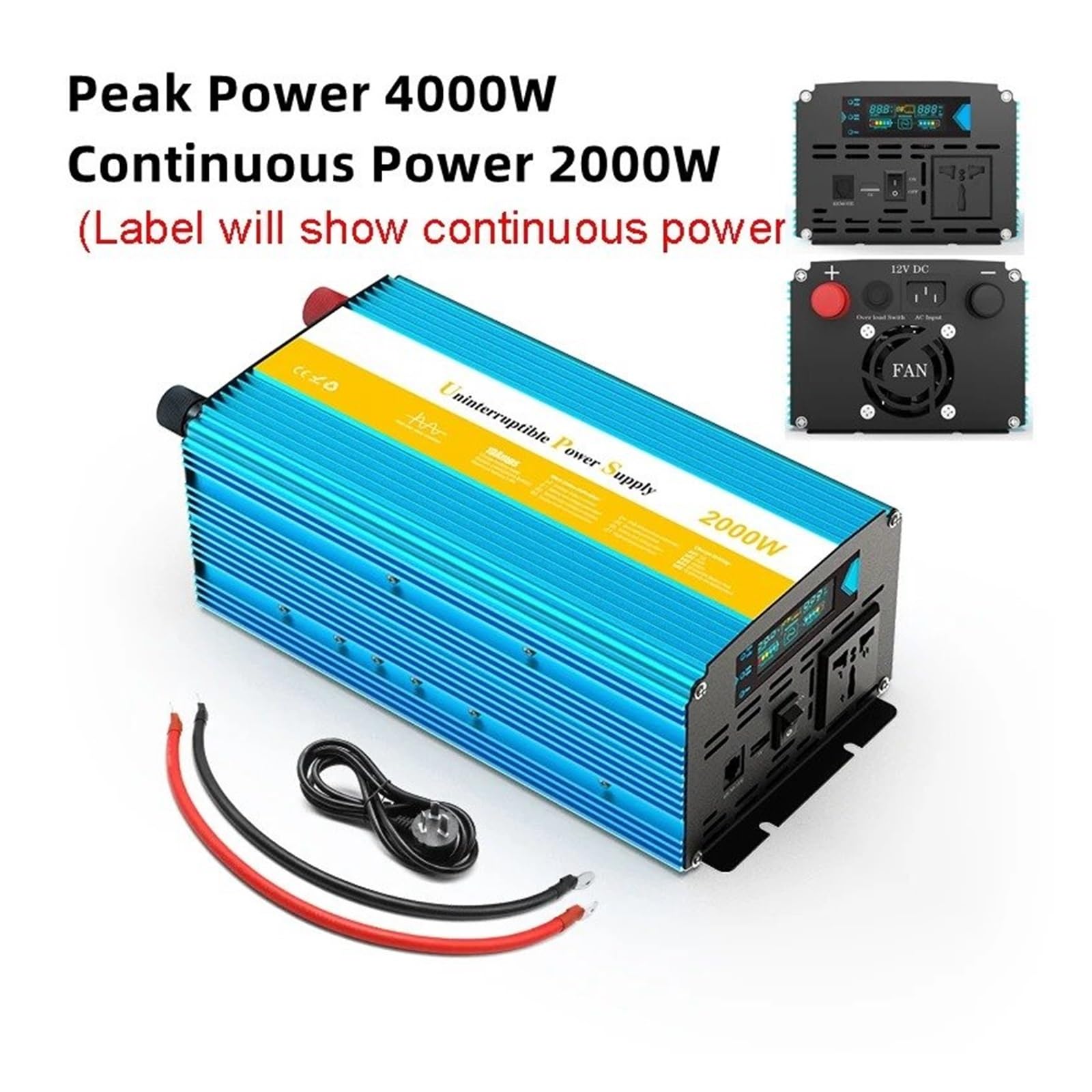 Inversor Corriente Coche UPS 2000W 4000W 6000W 3000W CC 12V 24V A CA 220V Transformador Onda Sinusoidal Pura Batería Respaldo Convertidor(24V,220V(50HZ),2000W 4000W)
