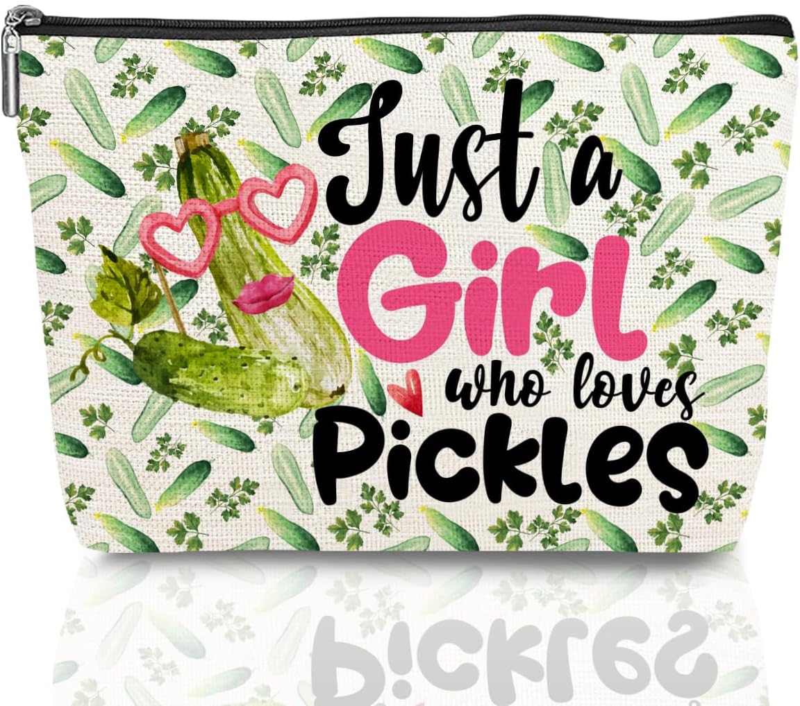 Cute Pickle Makeup Bag - Funny Pickle Gifts for Women Girls & Lovers