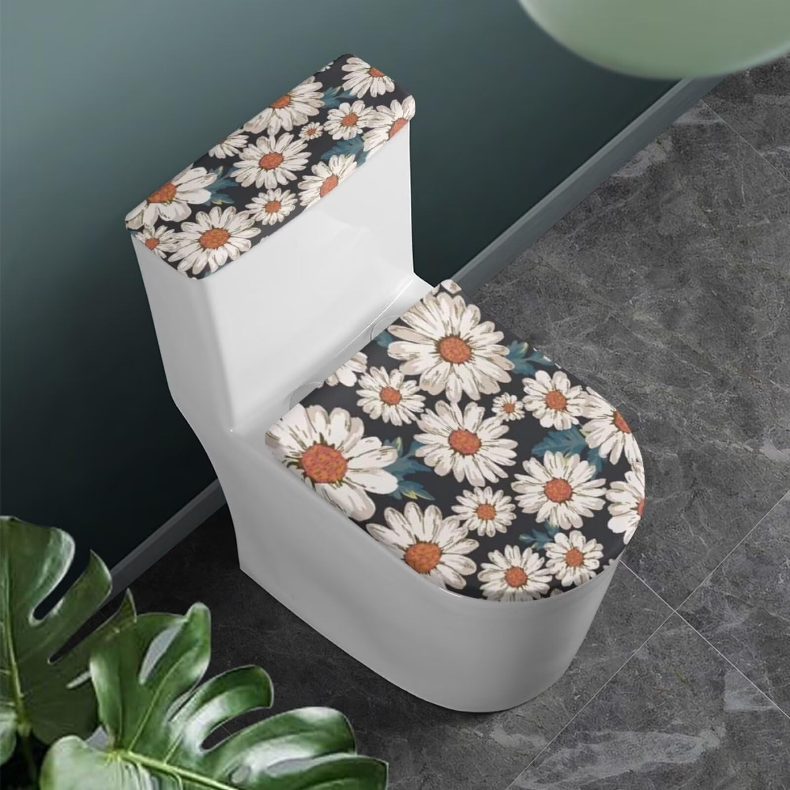 Produktbild von Daulesho WC-Sitzbezug Mit Gänseblümchen - Waschbarer Toilettendeckel-Bezug
