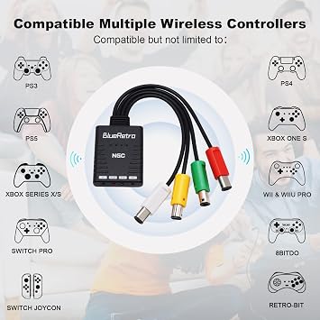 Wireless Controller Adapter - Support Firmware Upgrade, Dual-Mode BT, Keymap Configuration, Compatible with PS3/PS4/PS5,Xbox One S,Series X/S,Switch Pro Bluetooth Controllers (ONLY for Gamecube)