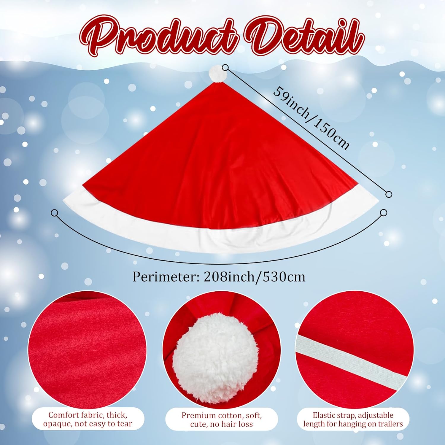 Cinrobiye 17.39 ft Large Christmas Car Decoration Santa Claus Hat Outdoor Car Covers for Christmas Car Covers Costume Auto Accessories Felt Santa Vehicle Golf Kit Xmas Gift Set Supplies