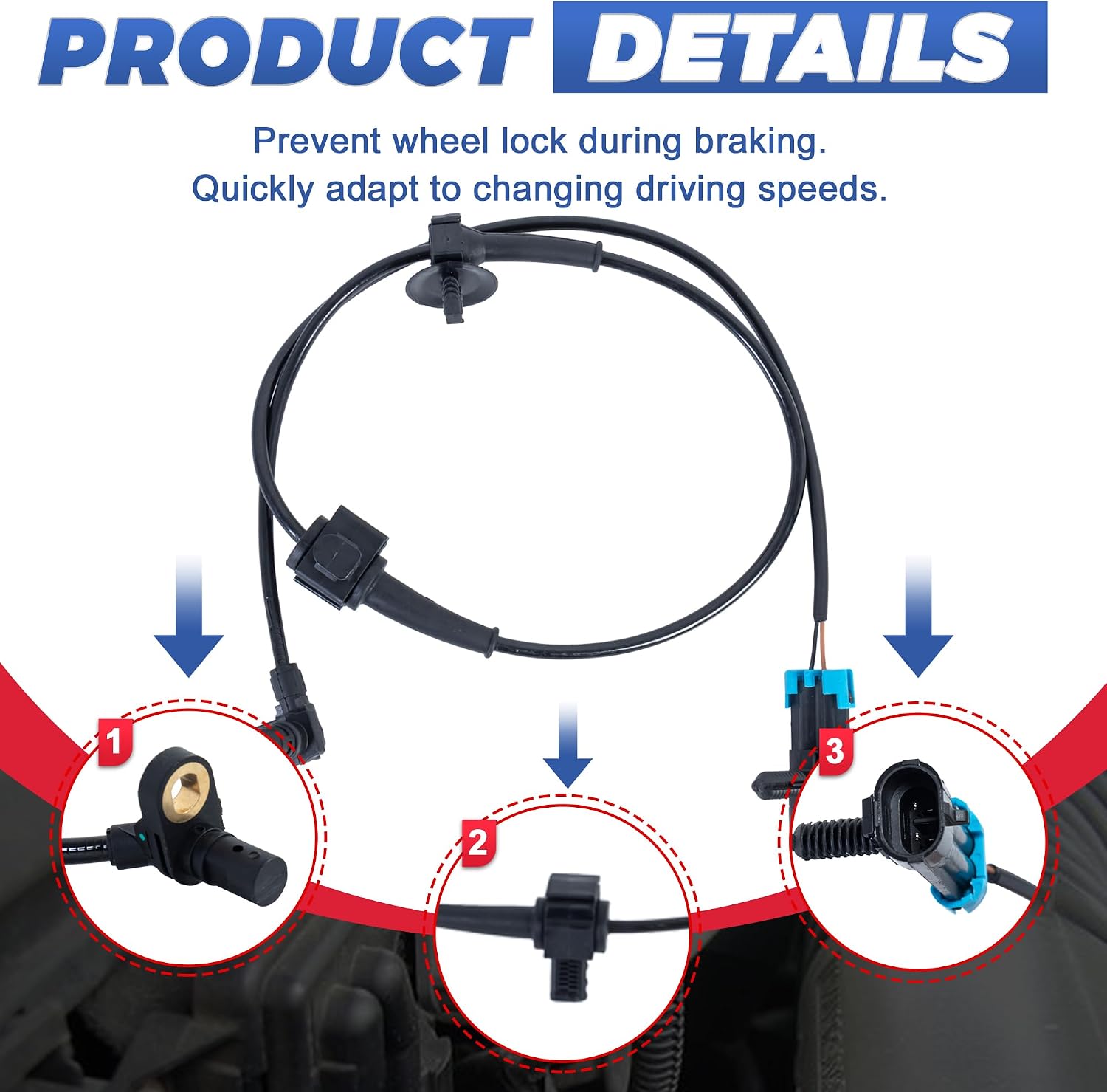 2 PCS Front LH/RH ABS Wheel Speed Sensors Compatible for 2007-2013 Chevrolet Silverado 1500/GMC Sierra 1500/Avalanche/GMC Yukon/Cadillac Escalade 15229012 SU9451