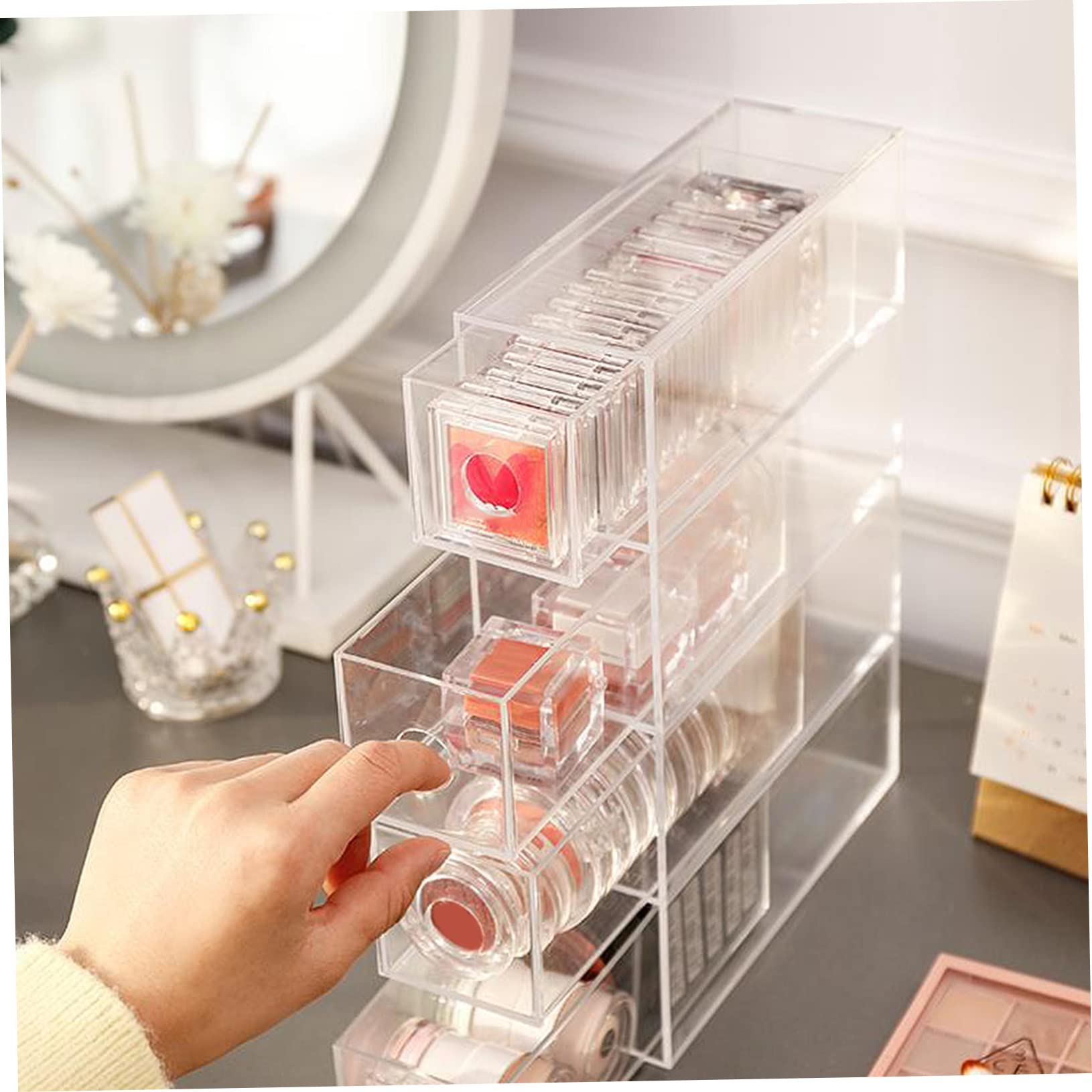 WRITWAA 1Pc Acrylic Eyeshadow Storage Box Type Makeup Organizer for Household Use Capacity Cosmetic Storage Case Transparent Design for Easy Access Stylish and Durable