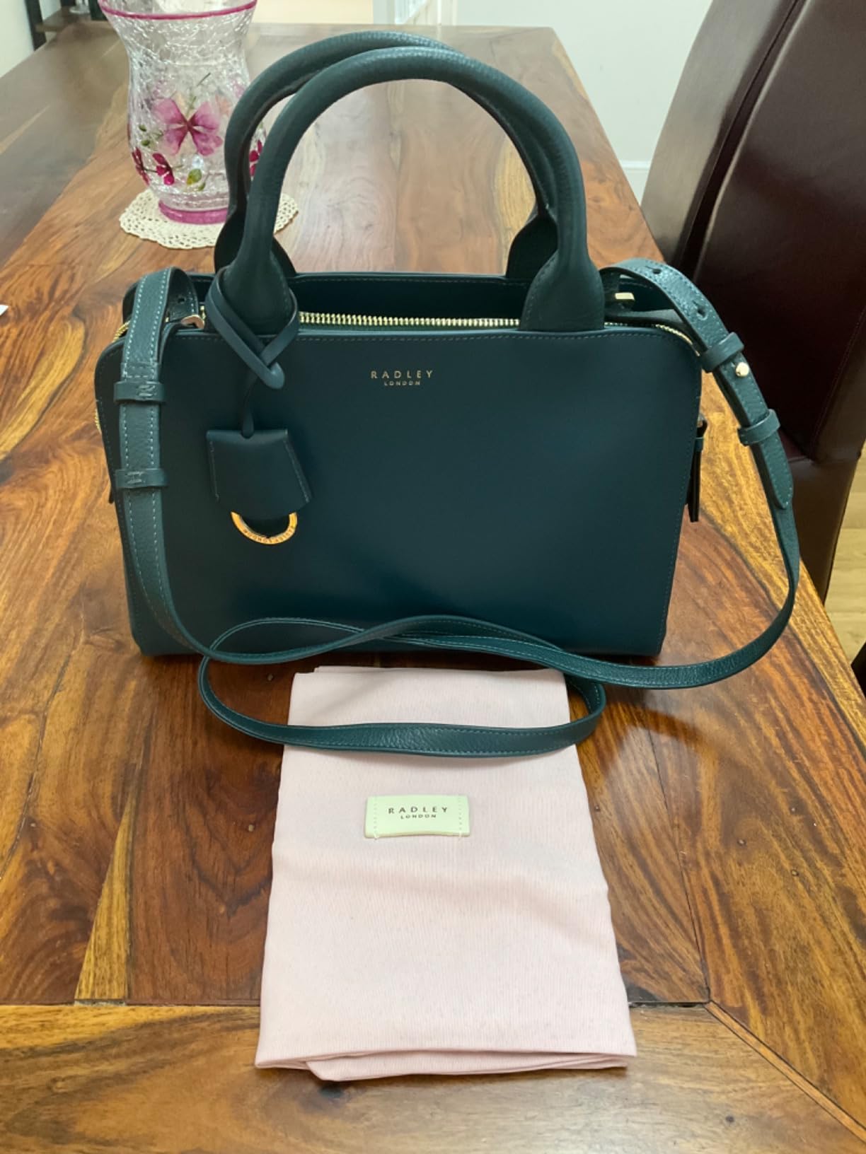 RADLEY London Millbank Zip Around Grab Handbag for Women, Made from Laurel Green Smooth Leather