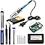 Sonrinss 60W Soldering Iron Kit Electronics, 110V Adjustable Temperature Welding Tools, 5Pcs Soldering Tips, 2Pcs Tweezers, D