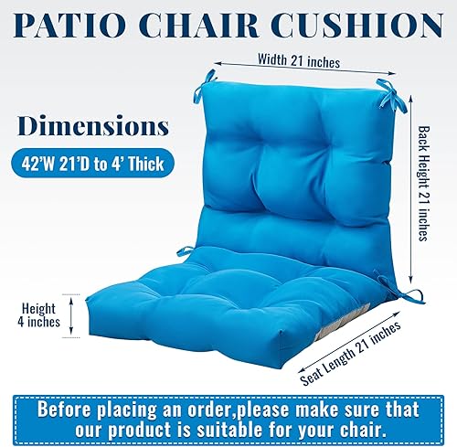 Miniatura 3 de Marsui 4 cojines para silla de asiento y respaldo para interiores y exteriores, almohada copetuda con lazos, cojines de repuesto para todo tipo de