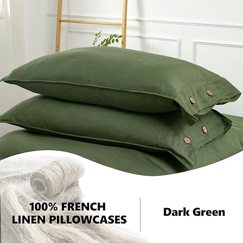 Miniatura 171 de S VICTORY SYMBOL 100% Organic Linen Pillowcases 20"x30" Set of 2,French Natural Flax Soft Durable Pillowshams Sandy Beige,Standard