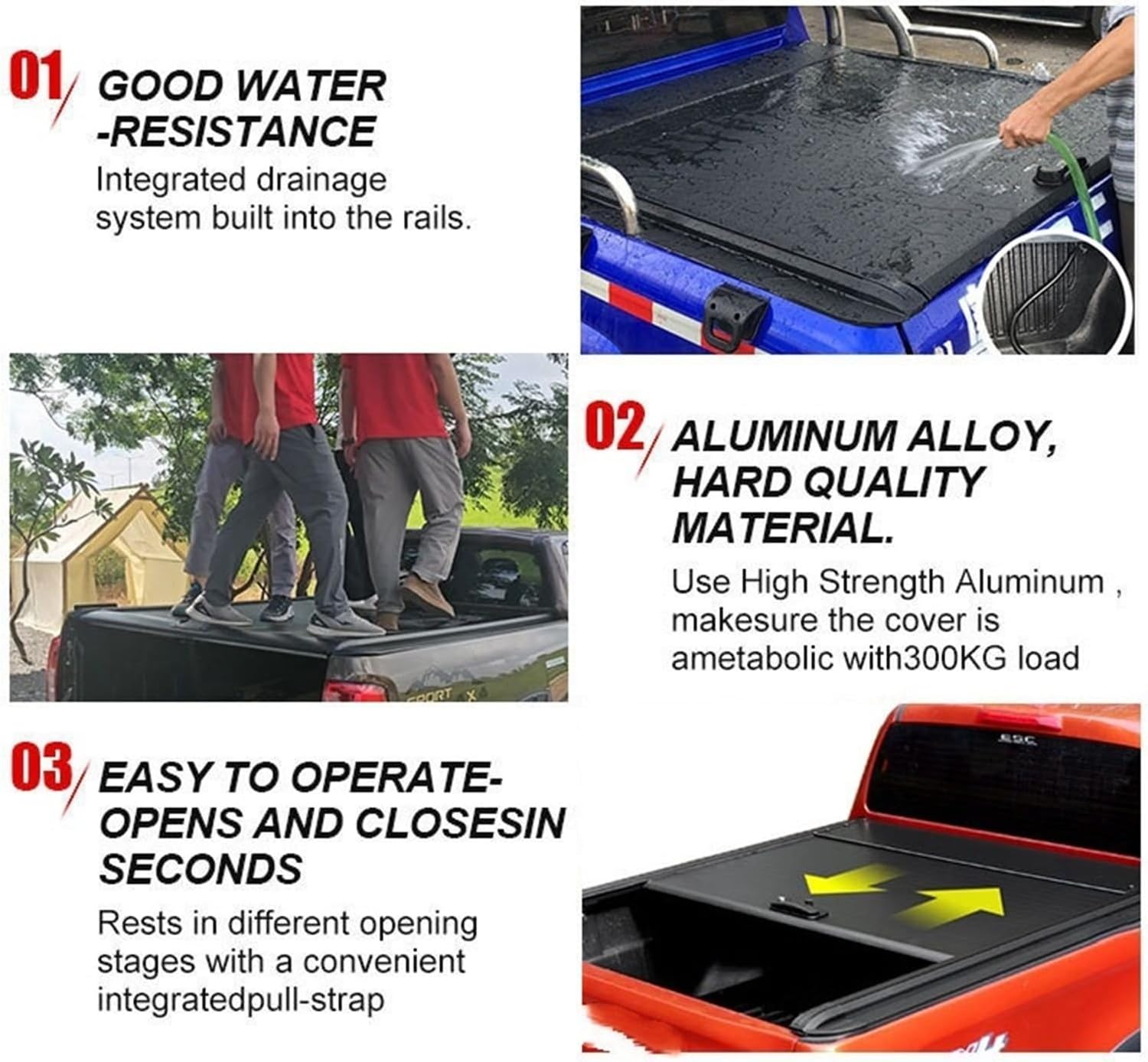 Aluminum Alloy Waterproof Soft Truck Bed Tonneau Cover for Ranger XLS Raptor 2023+ Retractable Electric Low Profile