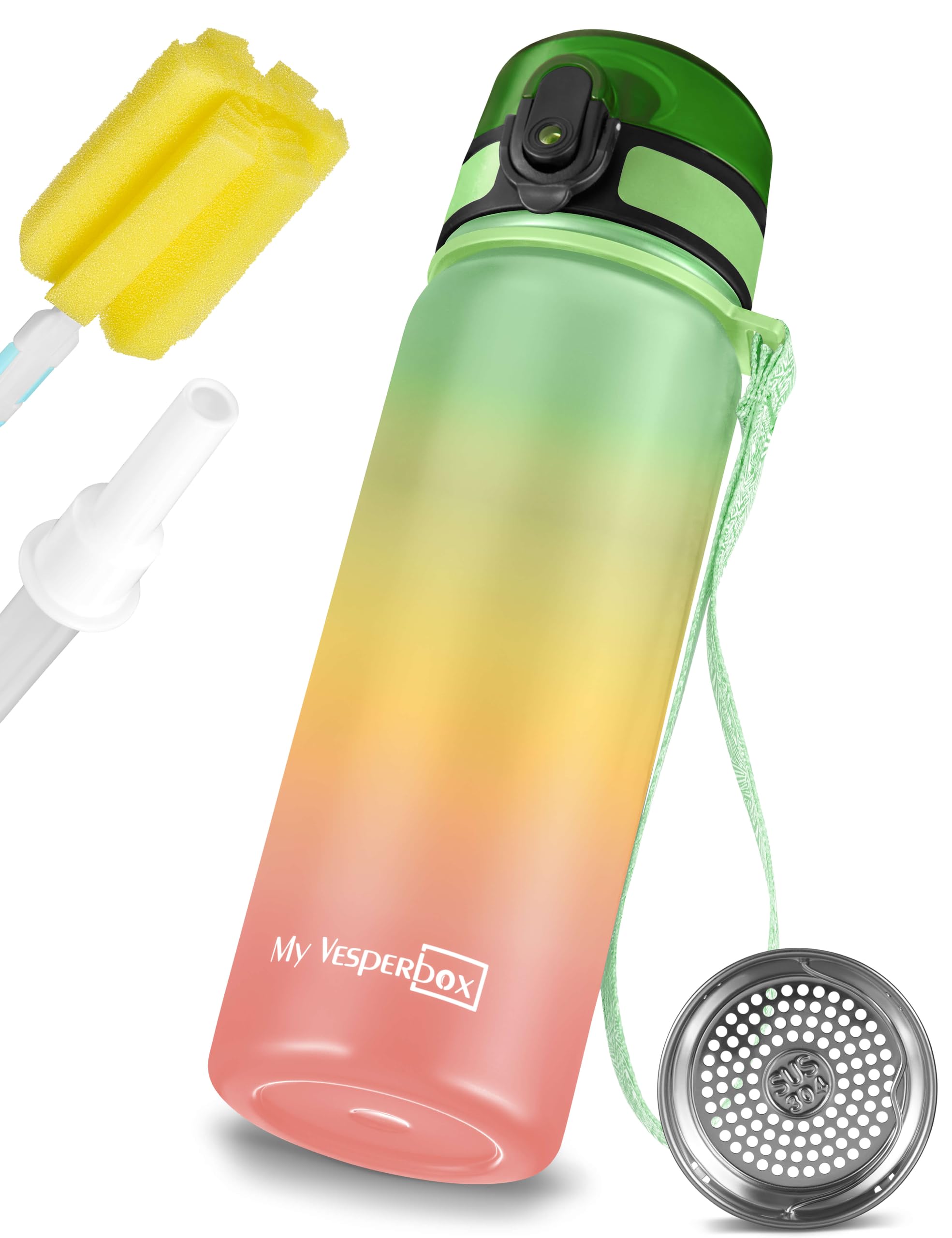 MY VESPERBOX® Edelstahl Thermosflasche Kinder [INK. STROHHALM & SIEB] - Isolierflasche für Jungen & Mädchen - Thermo Trinkflasche für Kindergarten & Schule - Auslaufsicher - BPA FREI