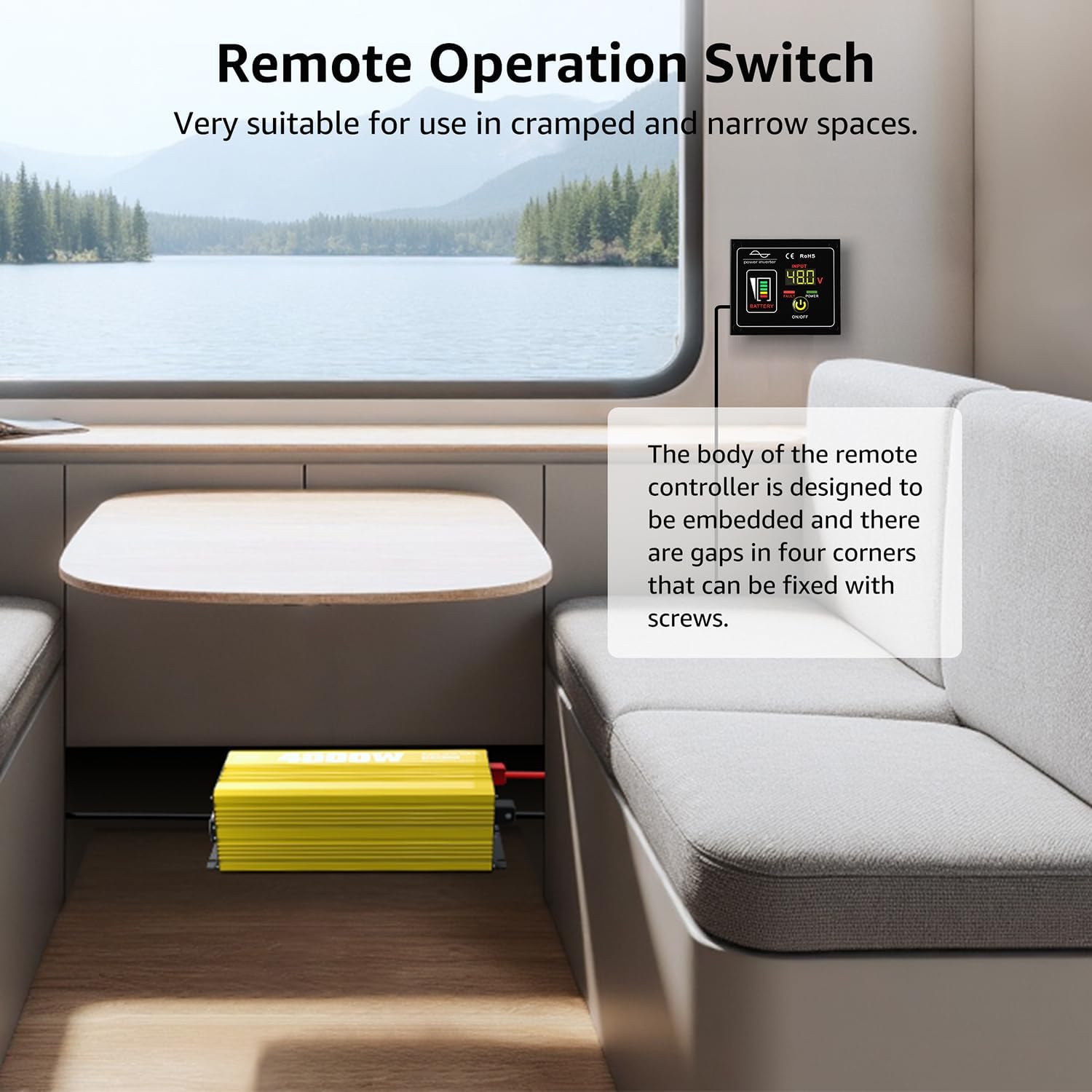 Remote operation switch installed in a cramped space, suitable for RVs