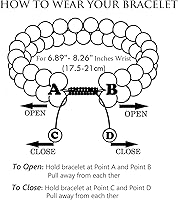 Vista 6 de Triple Protection Bracelet for Women, Genuine Healing Crystal Bracelet Amethyst Black Obsidian Hematite 6mm, Pyramid Energy Crystal Beads Bracelet