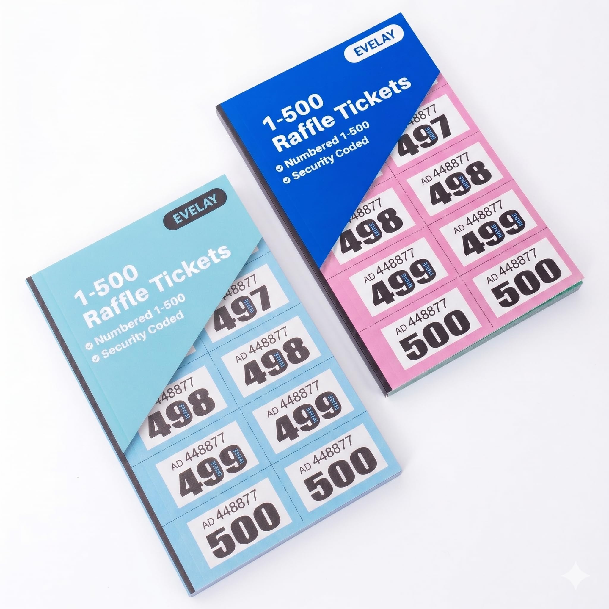 Tickets de tombola 1-500 Lot de 2 carnets numérotés perforés