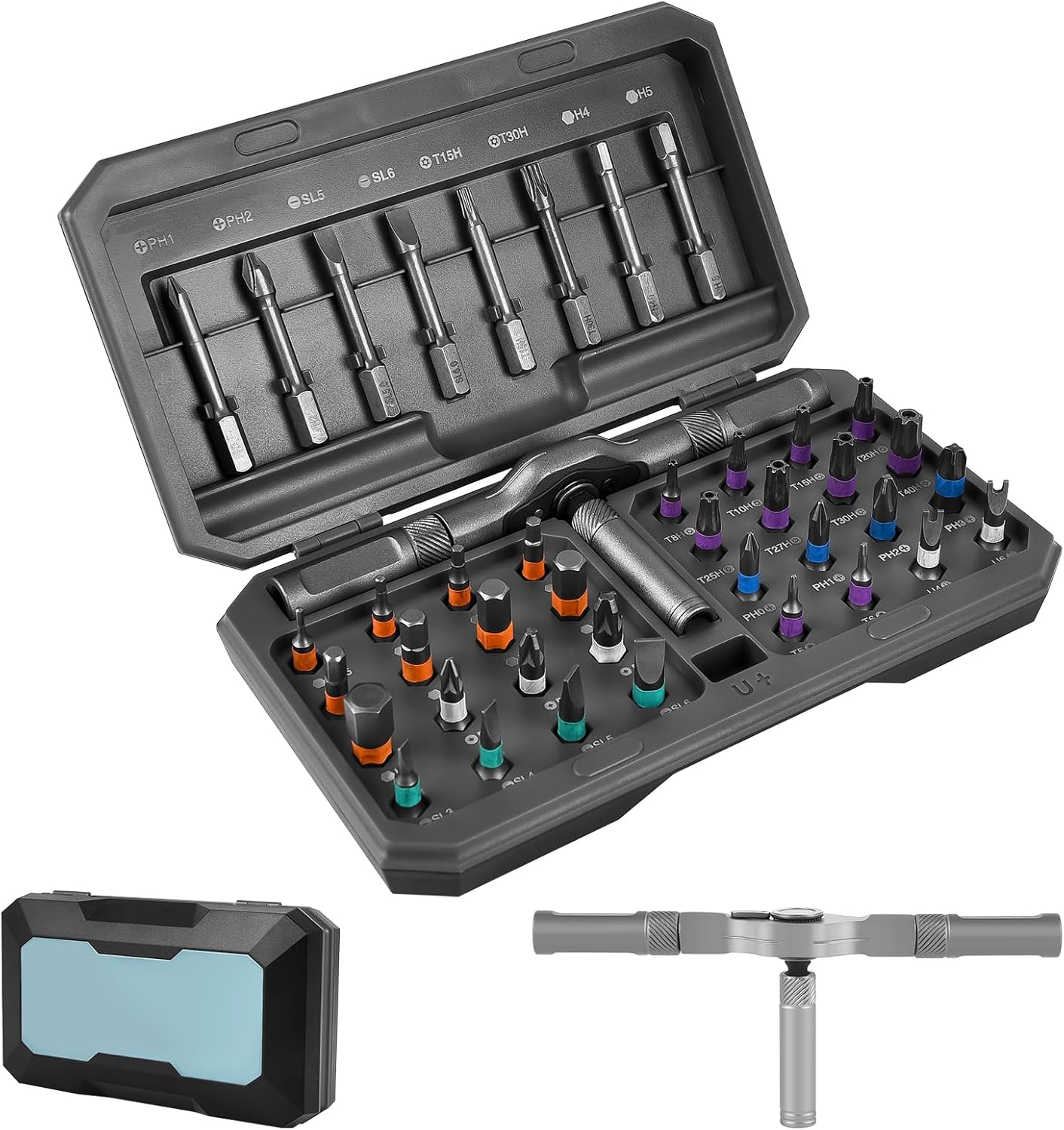 42 in 1 Magnetic Screwdriver Set, Multi Bit Ratchet Screwdriver Set with 40Pcs S2 Bits and Detachable Ratcheting Handle in Storage Case, Portable Repair Tool Kit for DIY Furniture Electronics Bicycle