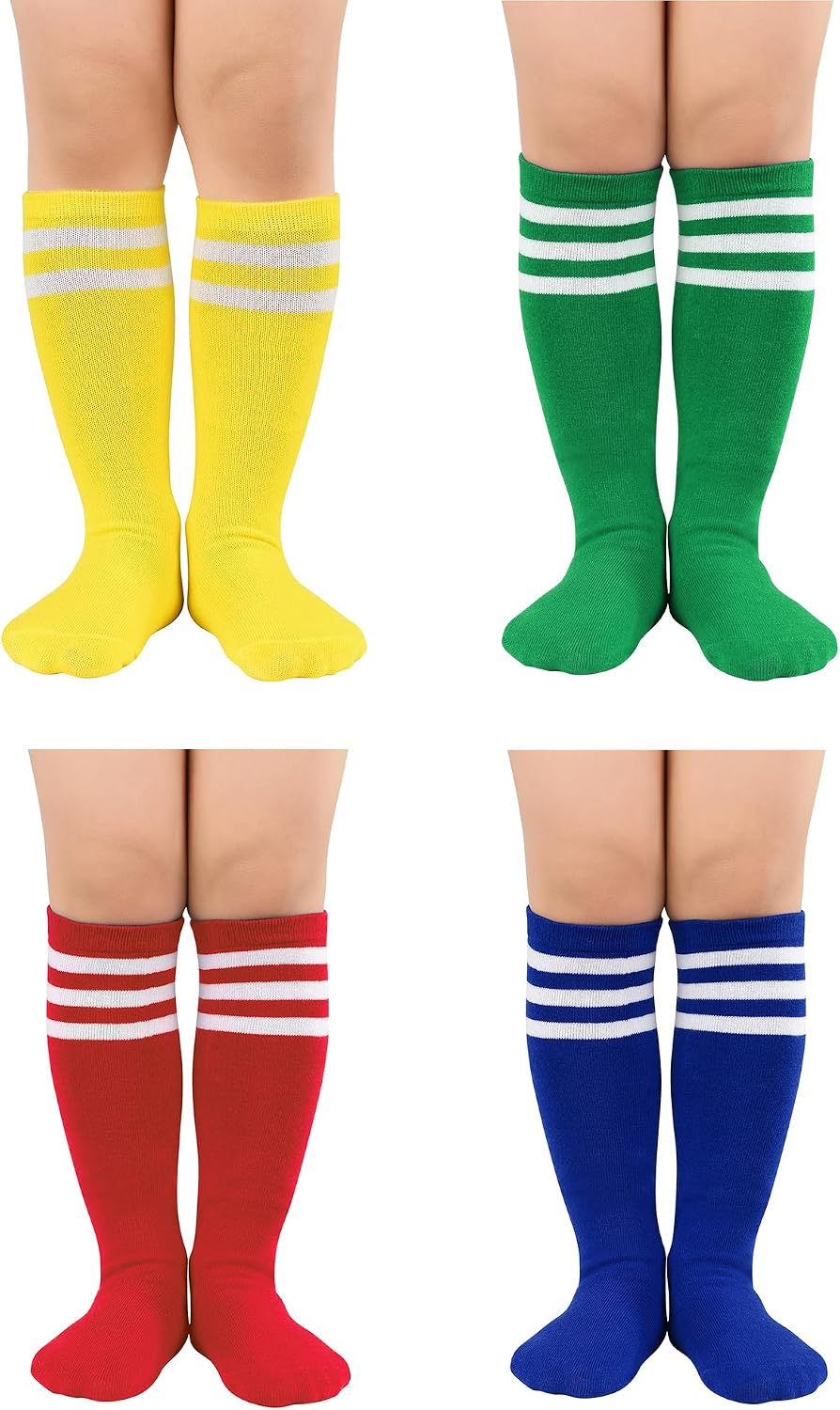 American Trends 4 Pairs Toddler Soccer Socks Kids Youth Baseball Football Softball Girls Boys Knee High Socks
