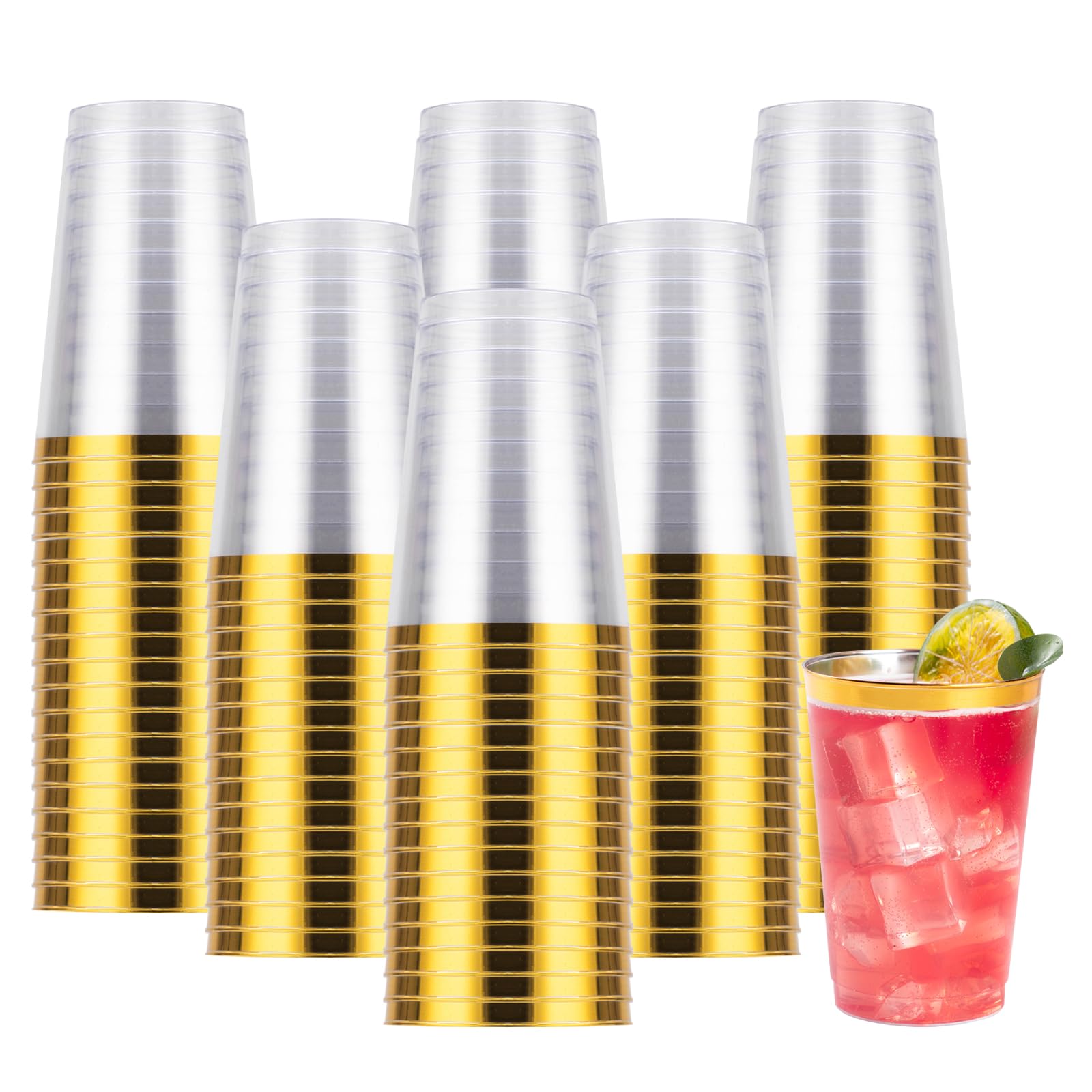 Goodluck 100PCS 9oz Gold Plastic Cups for Party, Disposable Gold Rim Cups — Amazon image 10