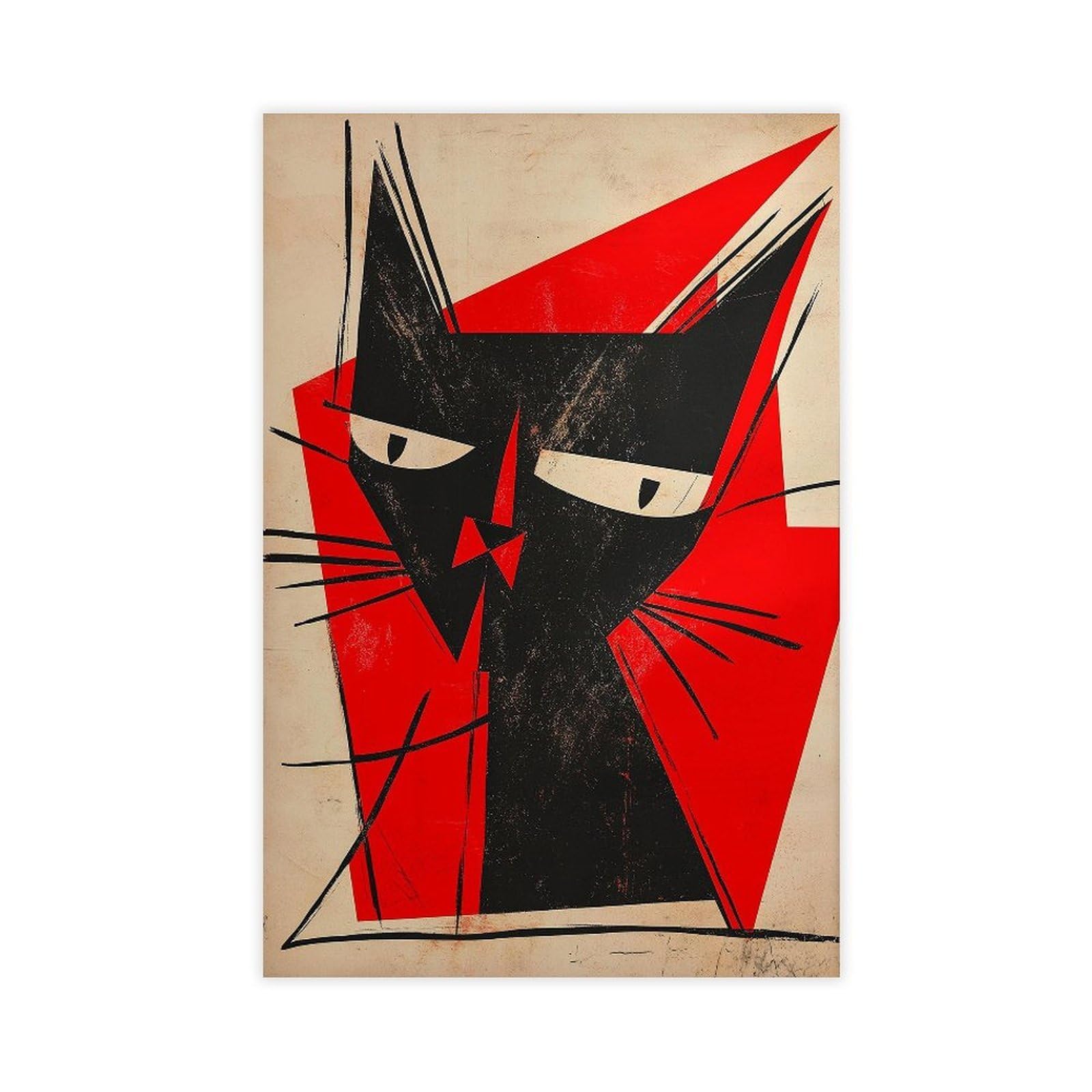 Bareronor Geometric Abstract Cat Canvas Poster Bedroom Decor Landscape Office Room Decor Gift 20" L X 30" W