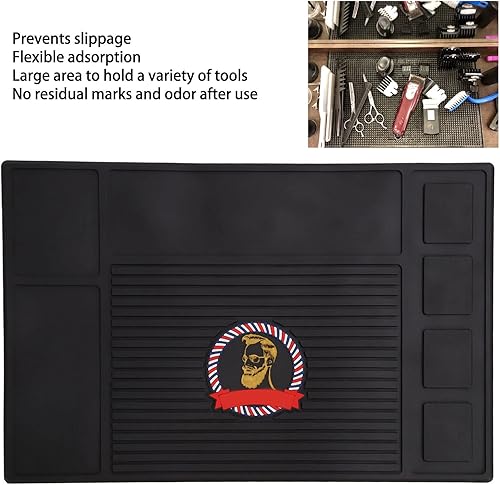 Miniatura 2 de CUEI Tapete organizador de peluquería, profesional, flexible, antideslizante, magnético, para encimera, estación de silicona, para cortapelos,