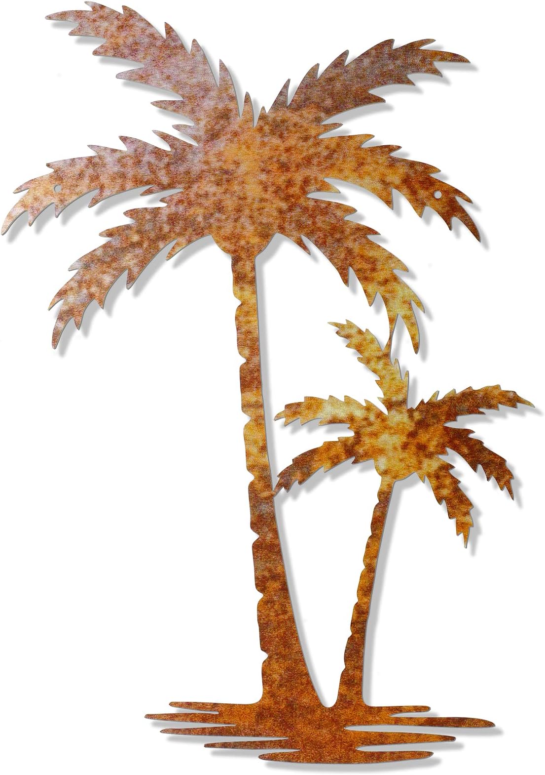 Shimeyao Palm Tree Metal Wall Art Decor, Beach Palm Tree Outdoor Wall Decor, Tropical Bathroom Hanging Metal Decorative Plaque for Home Patio Outdoor Supplies(Brown)