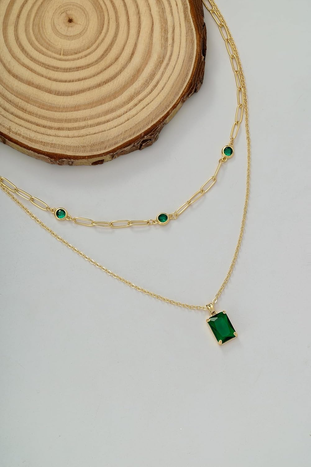 Gold Layered Pendant Necklaces for Women 14k Gold Plated Crystal Choker Necklace Paperclip Rhinestone Necklace Party Prom Jewelry - Image 7