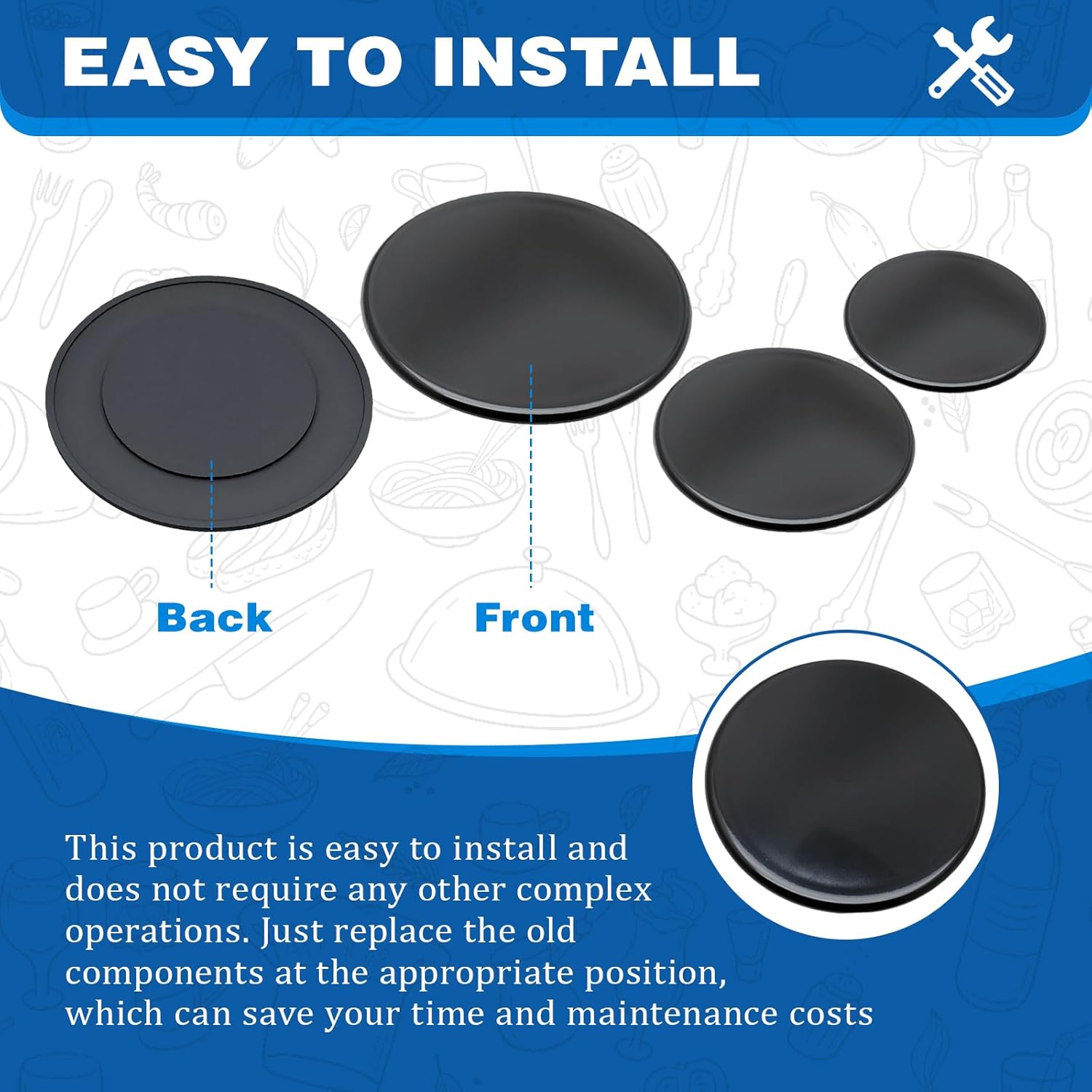 4 PCS Stove Burner Cap Set Compatible With Whirlpool,Maytag,KitchenAid Stoves Replace For AP7192865 W11435570 W11352138 PS16731145 W11605759