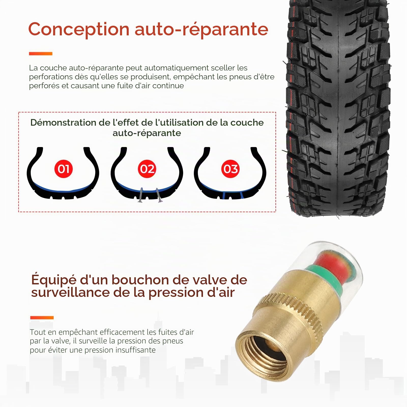 Lot de 2 pneus sous vide 90/65-6,5 de 27,9 cm avec colle intégrée réparable pour scooter Dualtron Zero 11X Kaabo Compatible avec la plupart des mini Pocket Bikes 38 cc, 47 cc et 49 cc MTA1/MTA2