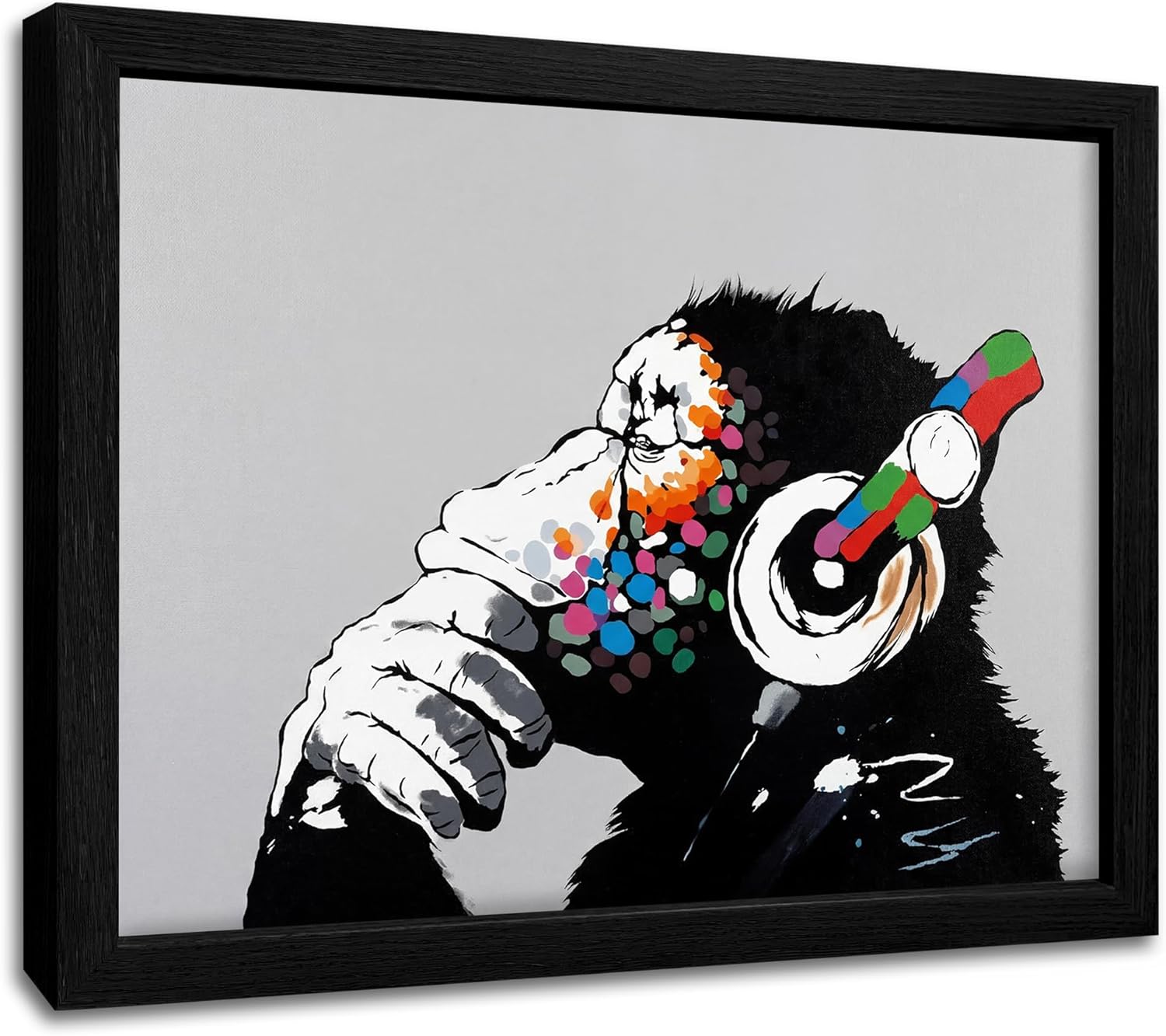 Framed Funny Inspirational Wall Art Banksy Wall Decor, Black and White Minimalist Positive Graffiti Street Art for Living Room, Bedroom, Office, Study Room, Corridor, Gallery Picture Frames(WoodBlack, 12"x16")