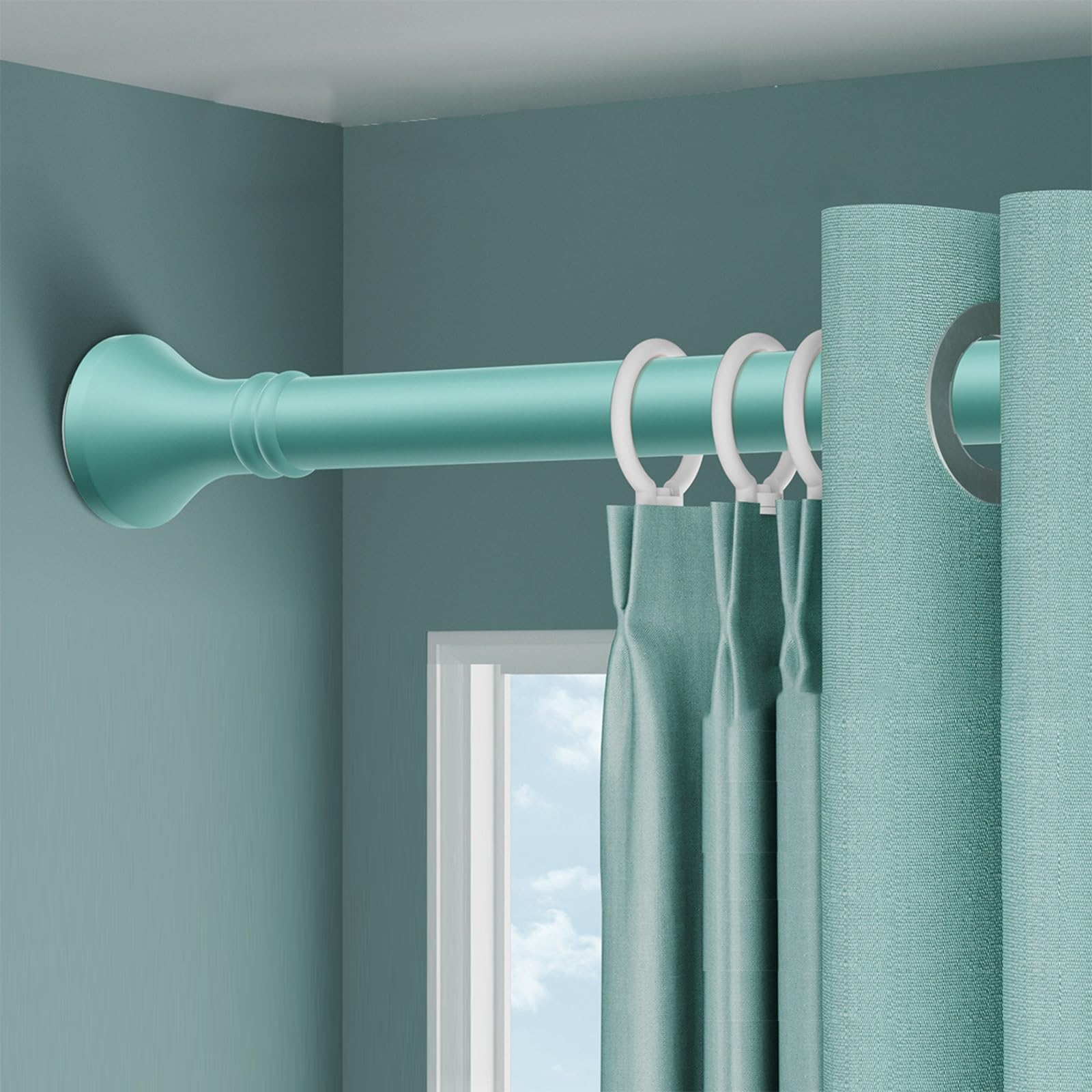 GLDYTVF Adjustable Shower Curtain Rod (40-500CM) No-Drill Telescopic Tension Pole Stainless Steel Extendable for Windows & Room Dividers Green (260-350CM)
