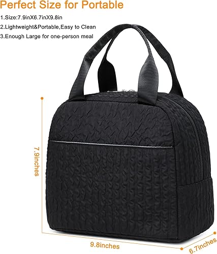 Miniatura 5 de Octsky Linda lonchera para mujeres, adultos, hombres, de gran capacidad, aislada, para el trabajo, viajes, oficina, color negro