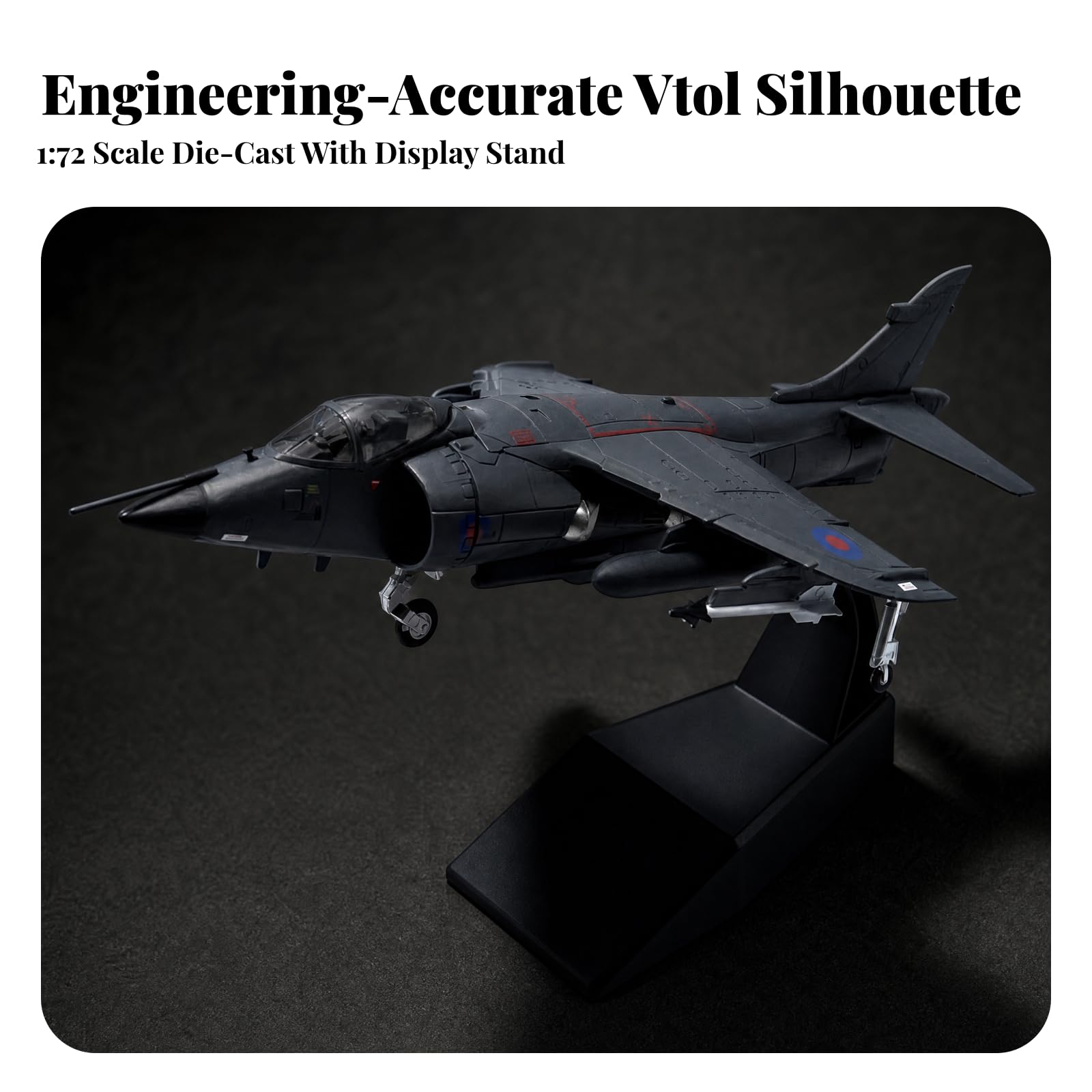 Modello Aereo Militare - in 1 72 con Carrello Fisso E Base Espositiva per Collezione da Scrivania