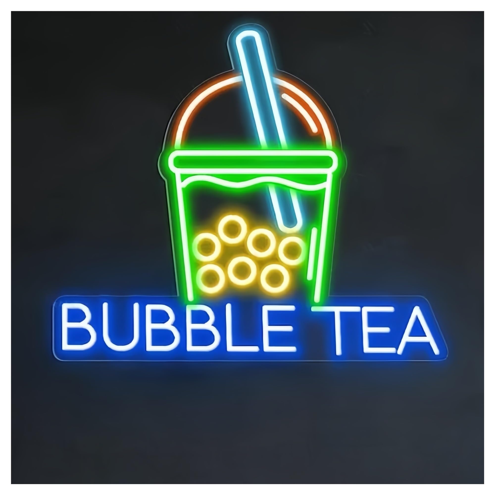 néon signe Enseigne Lumineuse Bubble Tea À Intensité Variable Pour Magasin De Thé Au Lait Boba, Décoration Murale, Lampe Illuminée 45cmx35cm