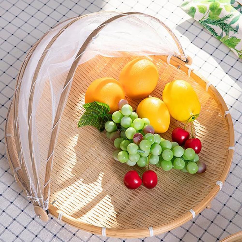 Panier à Fruits En Bambou Tressé - Anti-poussière & Anti-insectes - Idéal Pour Cuisine, Pique-nique Et Décoration Maison - 4