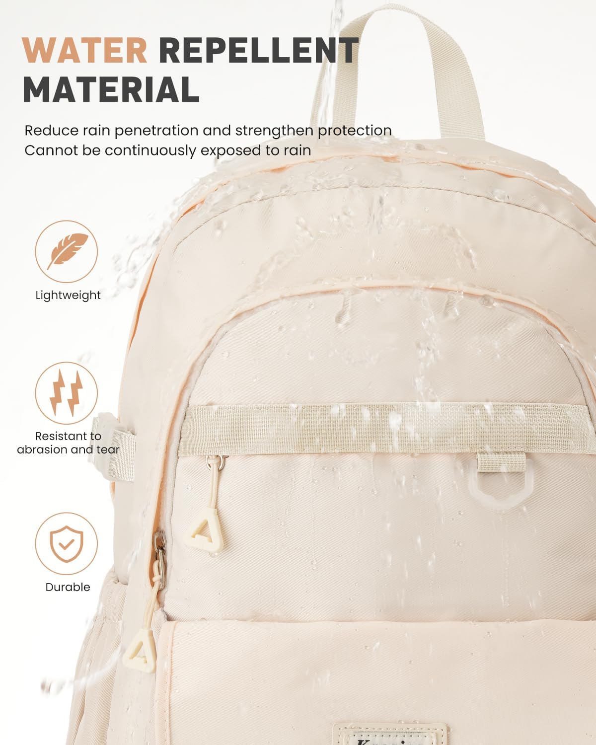 KROSIAS School Backpack for Teen Girls, 15.6 Inch Laptop Backpack Women Kids Bookbag for Middle High School Cute College Bag for Students, Beige
