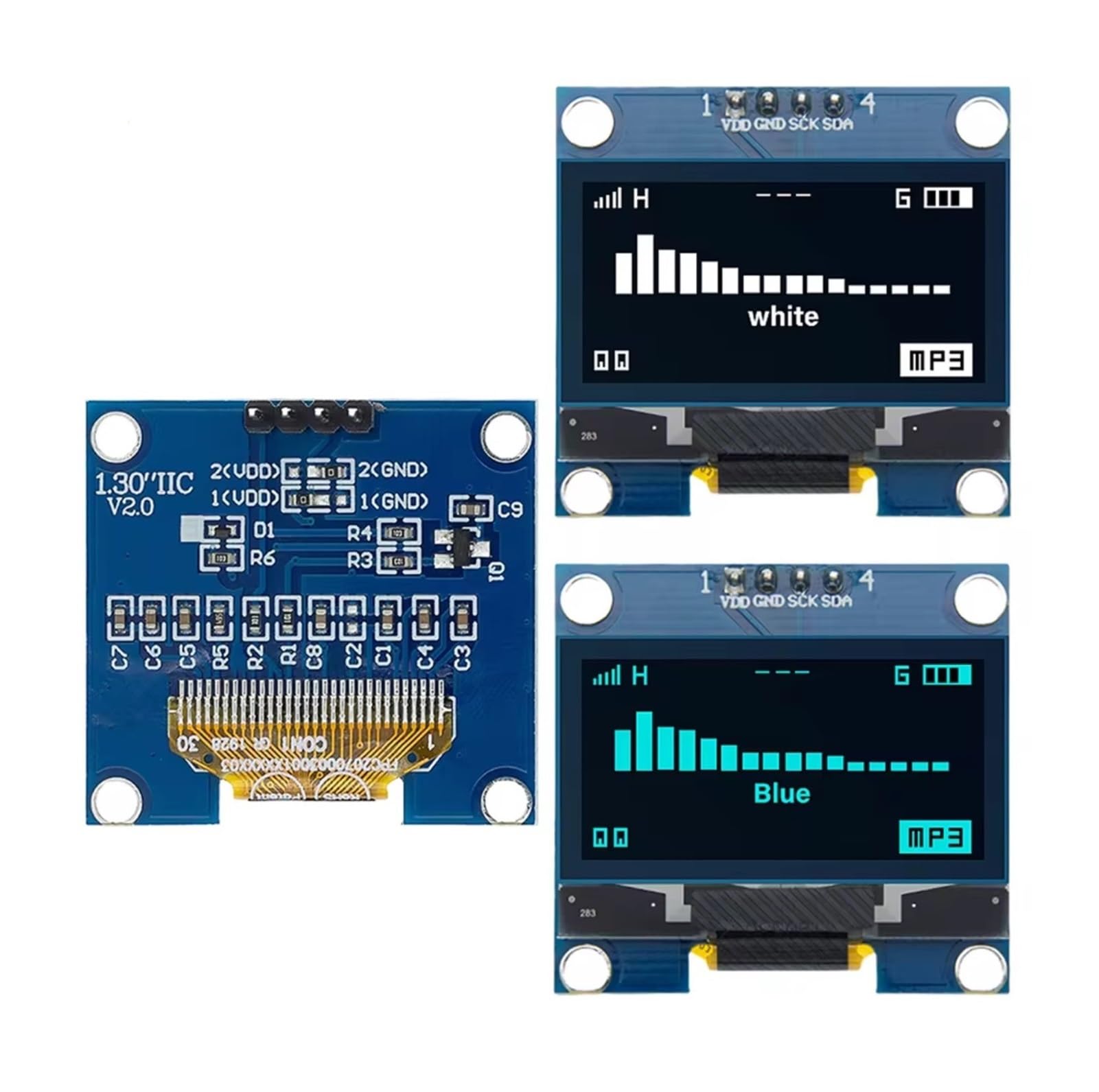 Módulo de pantalla OLED de 1,3", 128x64 I2C SH1106 blanco/azul