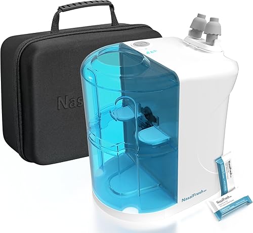 NASALFRESH MD Paquete premium sistema de riego nasal de doble potencia, enjuague nasal y lavado, sistema de alivio descongestionante sinusal, 60