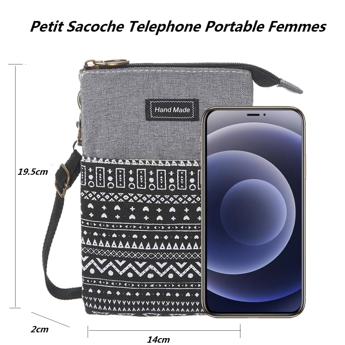Petit Sac Bandouliere Femme,Sacoche Femme Bandoulière,Pochette Bandoulière Femme avec Bandoulière Réglable,Pochette Téléphone Portable Pour Voyages,Shopping,Quotidiens