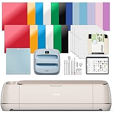 Cricut Maker Bundle, Includes Cricut Maker Cutting Machine, Iron On Vinyl, Premium Vinyl - Permanent, Holographic Iron On Vinyl, Transfer Tape, Cutting Mats, Tool Set, Crafting Accessories, Champagne