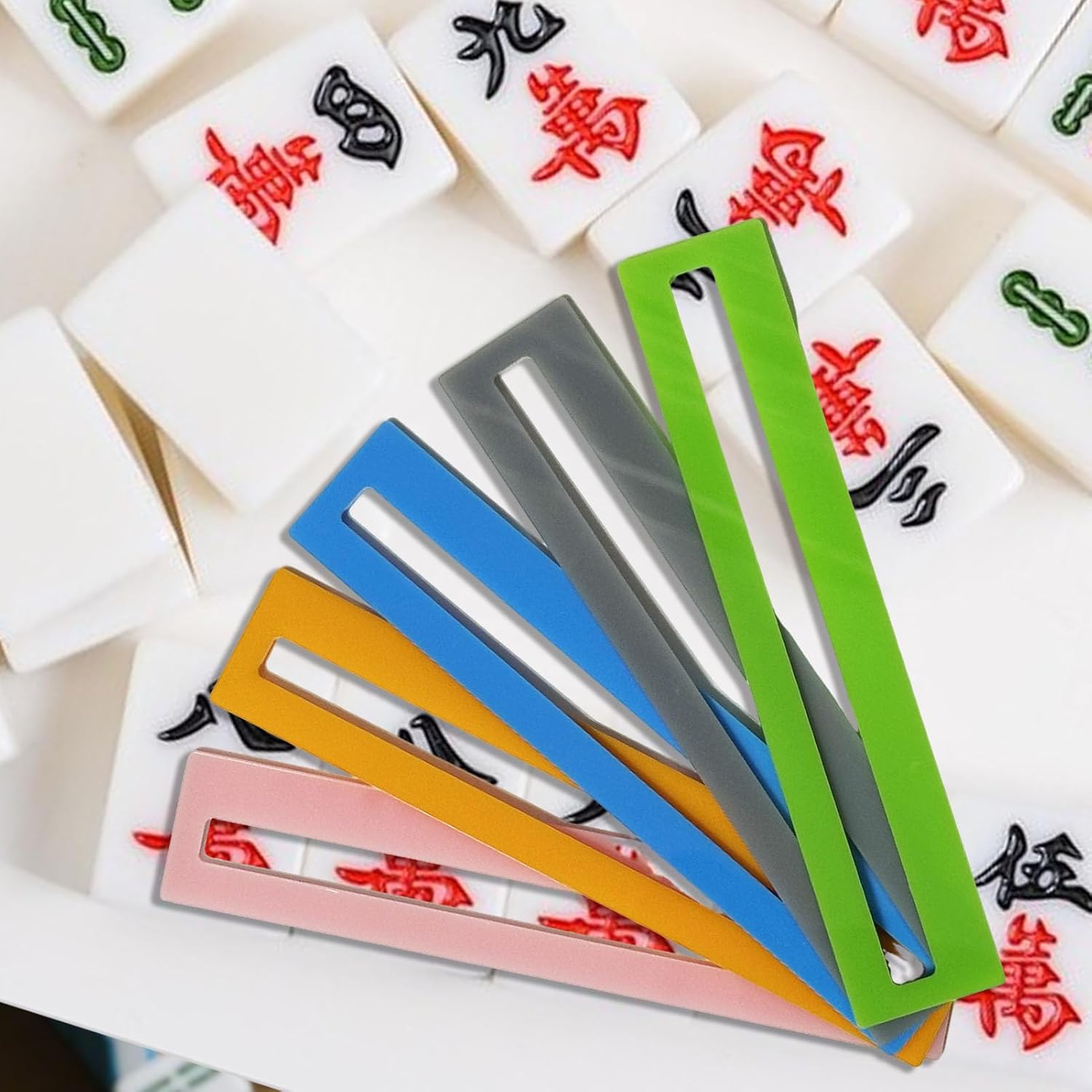 4 PCS Mahjong Line Finder, Mahjong Rules Reader, Acrylic Card Rules Helper for Mahjong Players Accessories and Gifts (Pink)