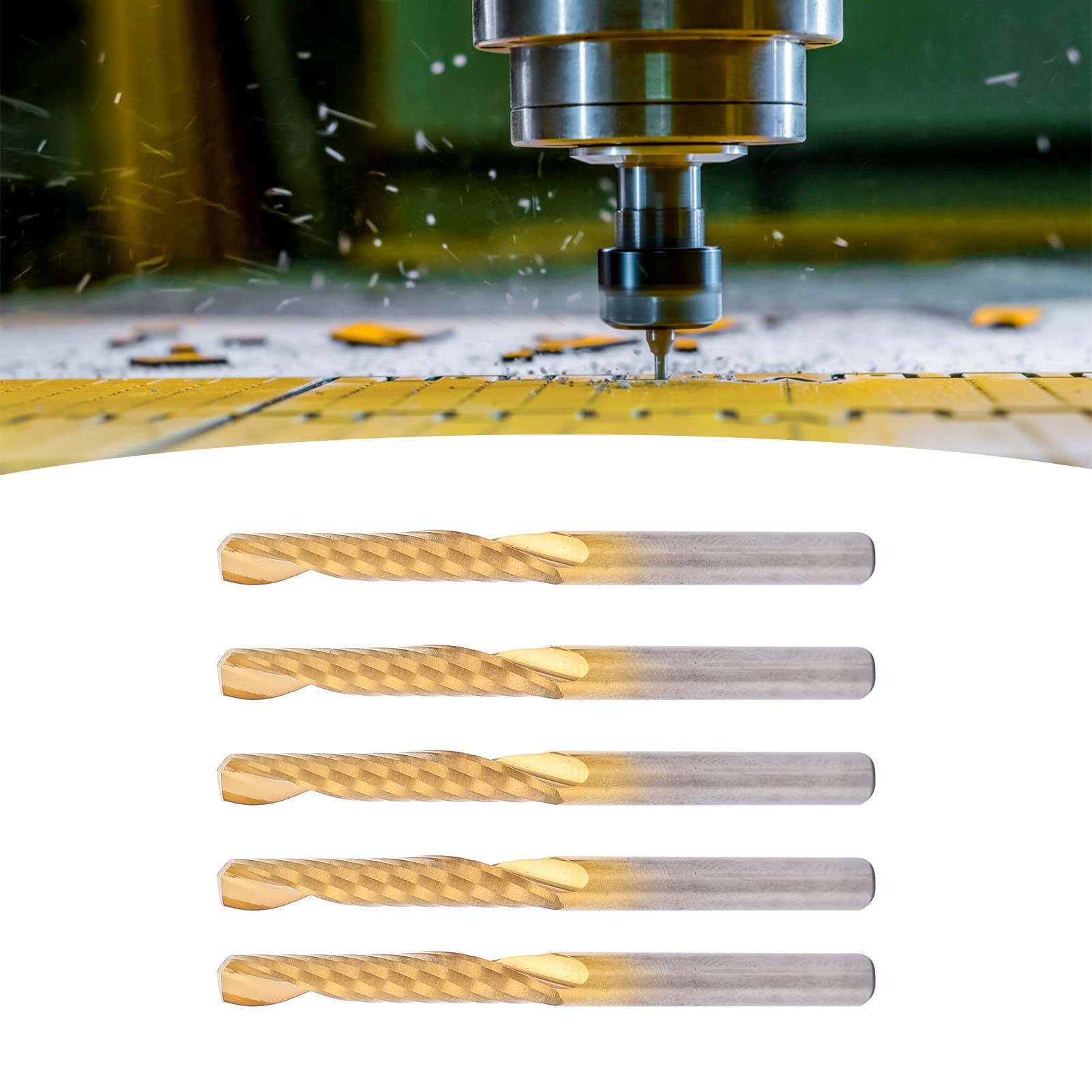 5 Pezzi Fresa in Acciaio ad Alta Velocità a Scanalatura Singola Punta a Spirale CNC per Metalli Non Ferrosi 4 mm x 25 mm x 50 mm Punte per Incisione CNC per Lavorazione di