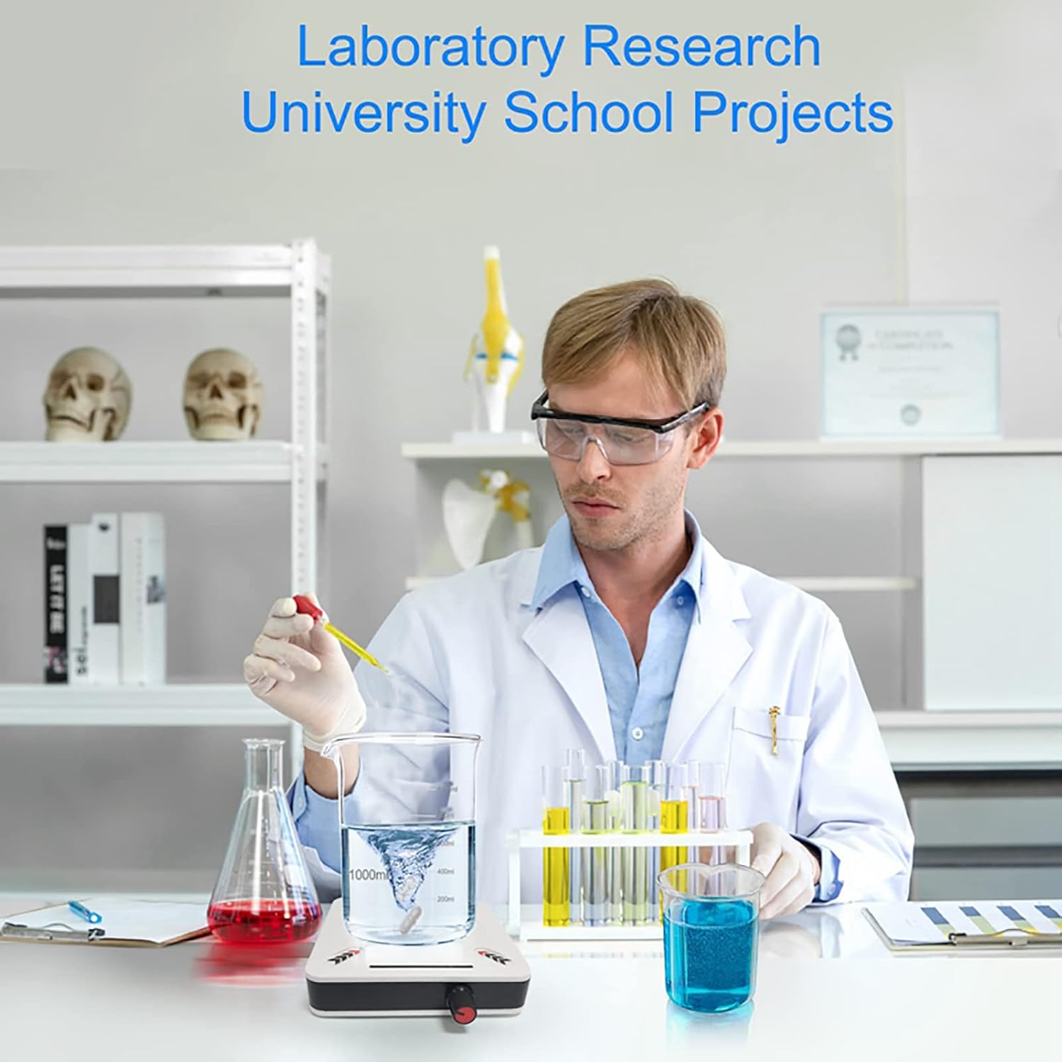 Magnetic Stirrer, Laboratory Desktop Mini Electromagnetic Stirrer with Speed Controller, Stirring Speed 0-2400 Times Per Minute, Suitable for Laboratory and Daily Use