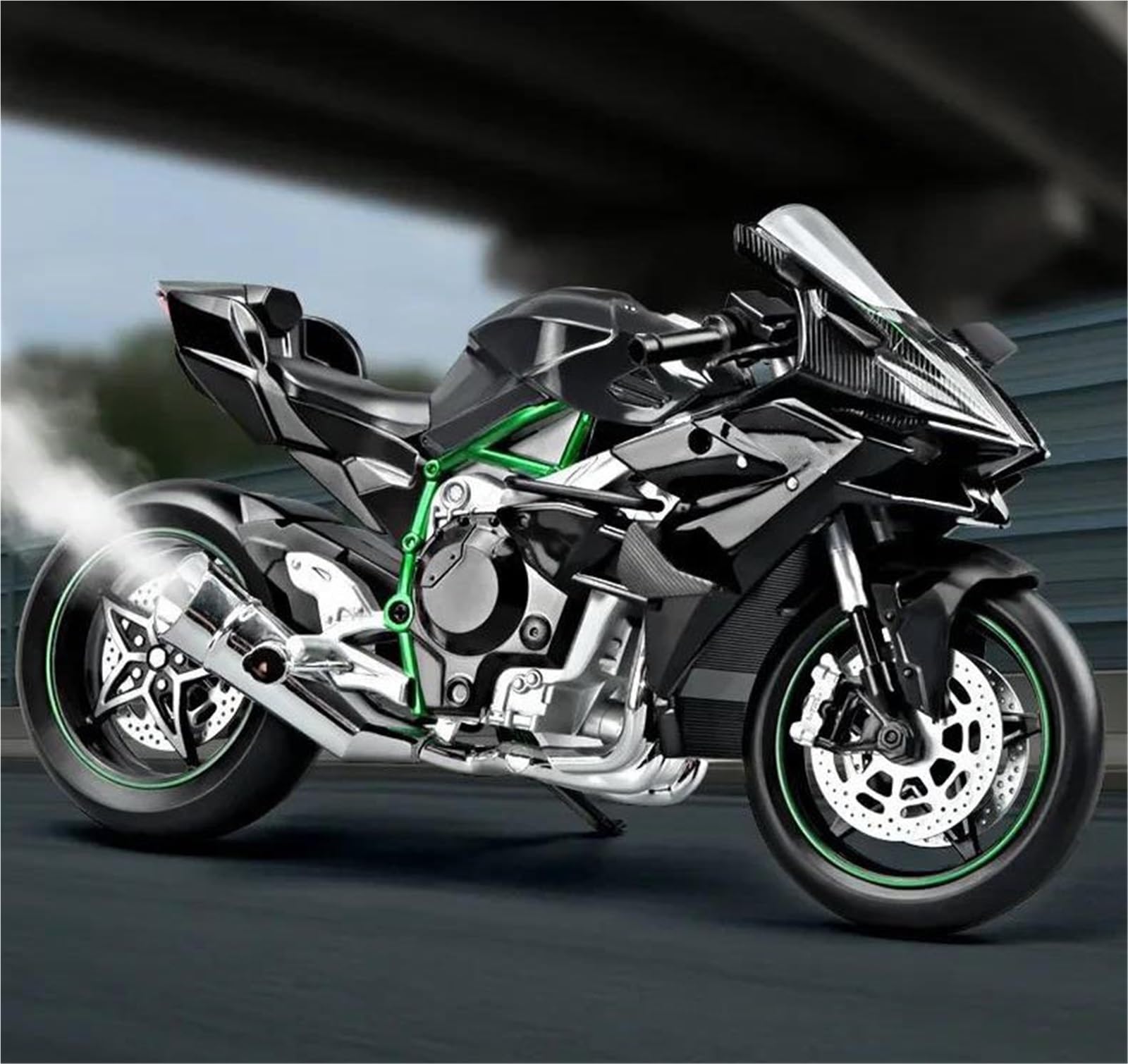 Modello in scala di moto Per KAWASAKI H2R Modello Statico Pressofuso In Lega Da Collezione, Di Motocicletta In Scala 1/9(Black)