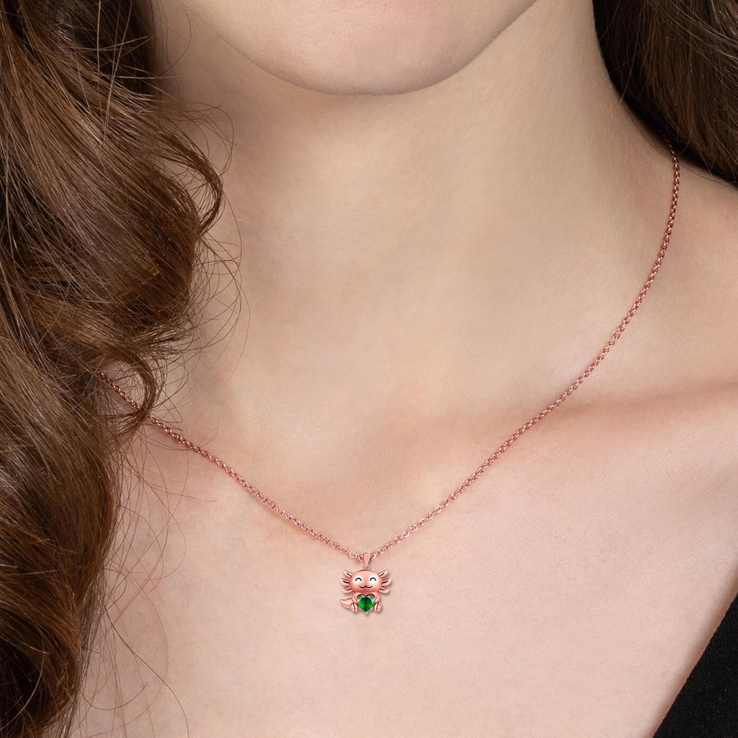 925 Sterling Silver Axolotl Pendant Necklace for Women Adorable Axolotl Birthstone Necklace Cute Animal Axolotl Birthday Jewelry Gifts for Daughter Granddaughter - Image 2