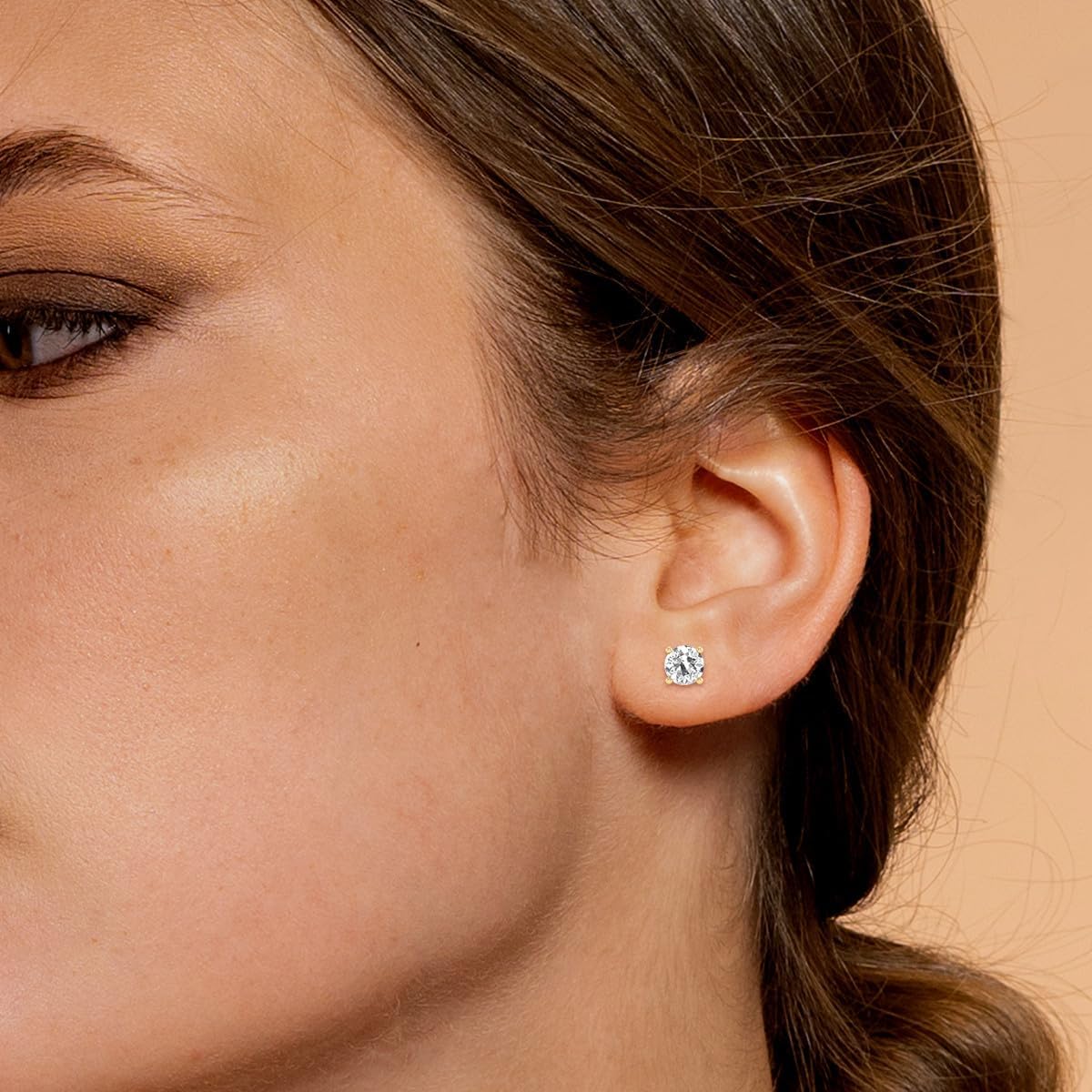 TimeLess Classics 14K Gold Lab Grown Round Cut Solitaire Diamond Stud Earrings For Women (Available From 0.25-2 CTW)