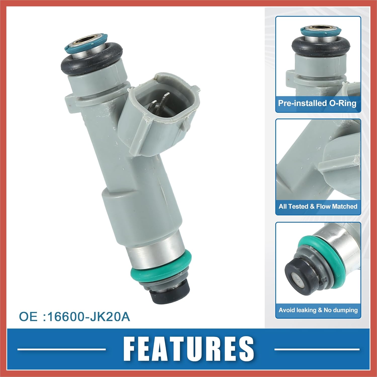 ACROPIX Fuel Injector No.16600JK20A Fuel Injection Nozzle for Nissan Pathfinder 14-20 3.5L for Nissan 350Z 07-09 3.5L Gray (Pack of 6) Car Parts